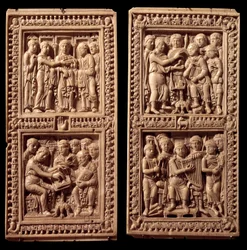 Ivoren omslagen van de Dagulf Psalter: David, Sint Hiëronymus