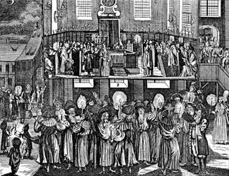 Kiddush Levana door Georg Puschner uit Kirchners Jüdisches Ceremoniel, 1726