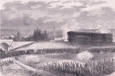Locomotiefbatterijen in actie, Cassells Geschiedenis van de oorlog tussen Frankrijk en Duitsland uitgegeven door Cassell and Company Limited, ca. 1890