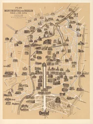 Kaart van Berlijn, uitgegeven door Carl Glück Verlag, Berlijn, 1860