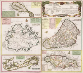 Kaart van Engelse Koloniën in het Caribisch gebied, uitgegeven door Homanns Erven, Neurenberg, ca.1750