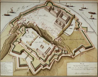 Kaart van het fort van Belgrado na de verovering door veldmaarschalk Gideon Freiherr von Laudon ...