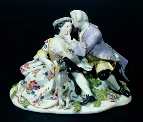 Ontmoeting van geliefden, mogelijk door Johann Joachim Kandler (1706-75) c.1735