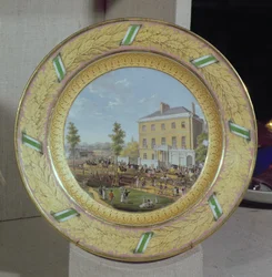 Meissen bord, versierd met een scène van Apsley House, c.1818