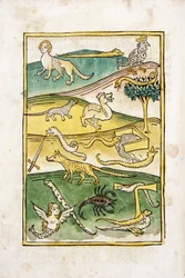 Monsters en slangen in een landschap, 1478