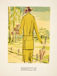 "Morgenpromenade", reclame voor Kleding van L. Anger, uit Styl, pub.1922 (pochoirdruk)