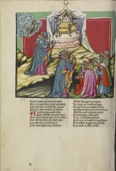 Mozes en de Ark van het Verbond uit Weltchronik Ms 33 fol.89v, ca. 1400-10