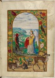 Koningin biedt een mantel aan een man in een poel, de Vierde Parabel, uit 