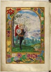 Ms Harley 3469, f.19v Tweehoofdige gevleugelde figuur, het Vijfde Parabel, uit 