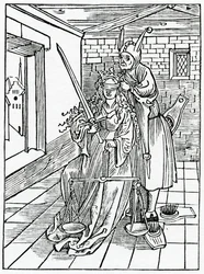 Van grote strijders in de wet voor onbenullige zaken, illustratie uit Alexander Barclay
