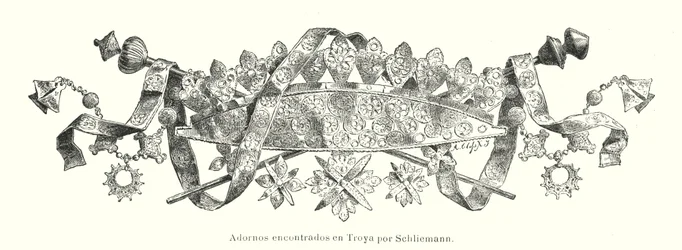 Ornament gevonden door de Duitse archeoloog Heinrich Schliemann tijdens zijn opgravingen van de oude stad Troje