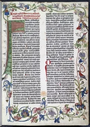 Pagina uit de Gutenbergbijbel, met verluchting uit Erfurt