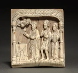Plaquette van een draagbaar altaar: Zacharias bij het altaar, ca. 1100-1125