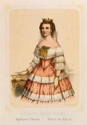 Portret van Elizabeth van Beieren, keizerin van Oostenrijk, gedrukt door Fr. Wentzel, Wissembourg, 1860