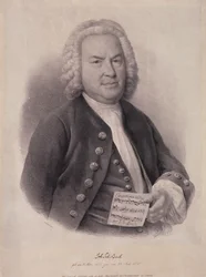Portret van Johann Sebastian Bach (1685-1750) gegraveerd door F.G. Schlick, 1840