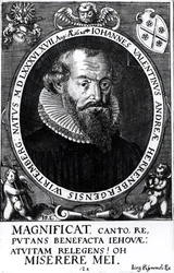 Portret van Johann Valentine (geb.1586) van Herrenberg en Wurtemberg, gegraveerd door Iorg Rijmmel, 17 augustus 1628