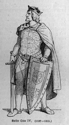 Portret van Otto van Brunswijk (1174/1182-1218), Duits-Romeins keizer en koning van Italië. Gravure in 