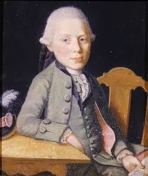 Portret van een zittende jonge man met een brief, c.1750