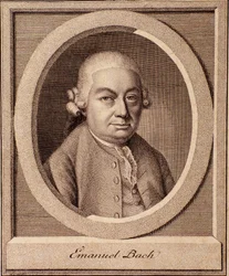 Portret van Duitse componist Carl Philipp Emanuel Bach (1714-1788) zoon van Johan Sebastian Bach