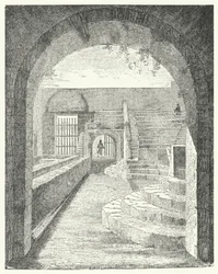 Ruïnes van het Kleine Theater in Pompeii (gravure)