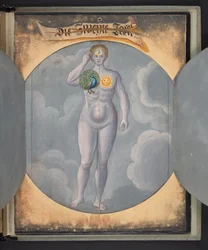 Tabellen die de mens in drie verschillende staten vertegenwoordigen