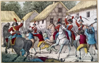 Het Franse leger aangevallen door Pruisische boeren