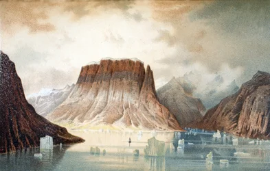 De Teufelschloss-berg (Duivelskasteel) in Kejser Franz Joseph Fjord, Londen, 1874