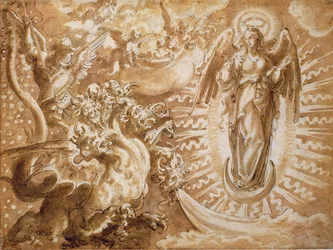 De Vrouw Bekleed met de Zon en de Zevenkoppige Draak, c.1600