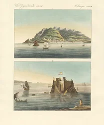 De stad Funchal en Fort Loo van het eiland Madeira