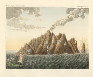 Het vulkanische eiland van Heilige Johannes de Theoloog
