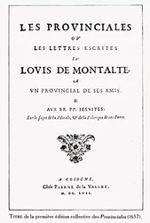 Titelpagina van Les Provinciales door Blaise Pascal (1623-62), Amsterdam, 1657