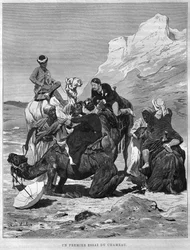 Toeristen op kamelen, uit LEgypte van Georg Moritz Ebers (1837-98), 1881