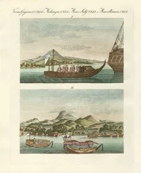 Uitzichten op de kust van Japan naast Japanse voertuigen