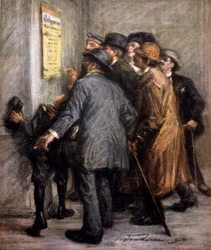 Eerste Wereldoorlog (1914 - 1918): Oostenrijkers lezen de verklaring van oorlogsoperaties, in 