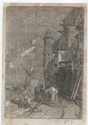 Middeleeuwse stadsscène