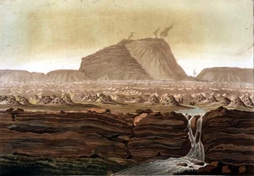 Jorullo Vulkaan, Mexico (kleur litho)