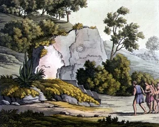 Tempel van de Priesters, Peru (kleur litho)
