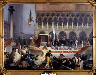 De intocht van Vittorio Emanuele II in Venetië