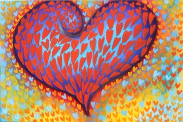 Confetti harten, 2023 (acryl op doek)