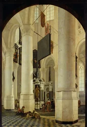 Interieur van de Nieuwe Kerk in Delft met het graf van Willem de Zwijger, 1650