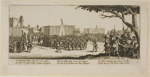 Rekrutering van troepen, plaat twee uit De grote ellende van de oorlog