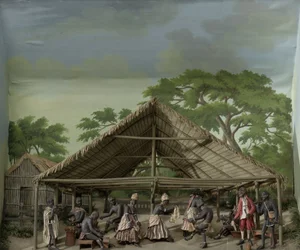 Diorama van een Du, Dansviering op de Plantage