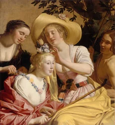 Een Herderin Versierd met Bloemen