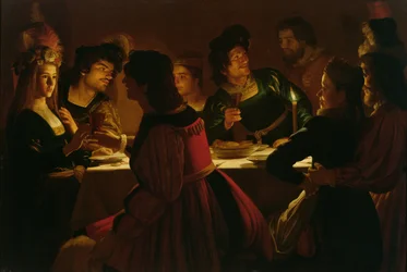 Feestscène met een Jong Getrouwd Stel