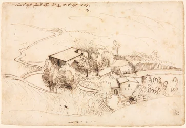 Boerderij met Bomen in een Heuvelachtig Landschap recto