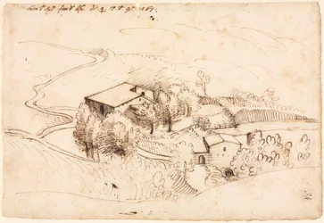 Boerderij met Bomen in een Heuvelachtig Landschap (recto)