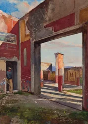 Het huis van Castor en Pollux in Pompeii met een officiële gids, met toevoegingen door een Borbone leerling