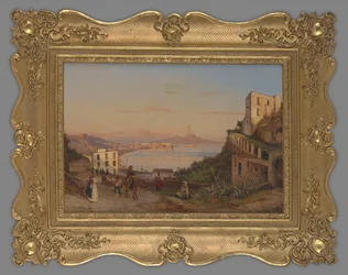 Gezicht op de Baai van Napels met de Vesuvius