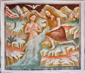 St. Johannes de Doper doopt Jezus in de Jordaan (detail)