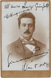 Portret van de componist Giacomo Puccini 1858-1924, 1897